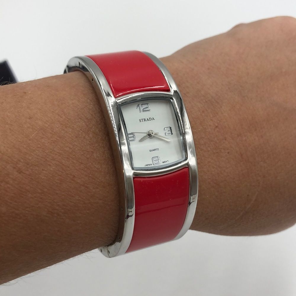 New Red/Silver Bengal Bracelet Watch by Strada